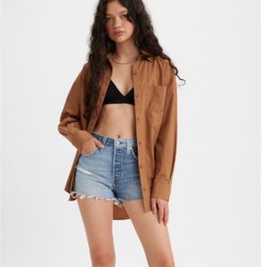 NEW Levi's Premium 501 HIGH RISE WOMEN'S BLUE SHORTS Two Tone Indigo Medium Wash